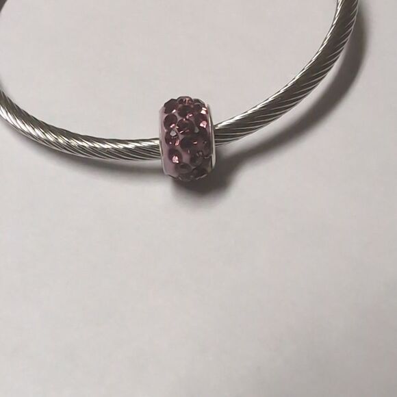 Purple Rhinestones Charm for Pandora Style Bracelet - Picture 3 of 4